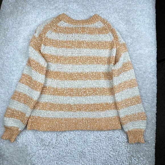 Madewell Baez Stripe Wool Blend Pullover Sweater Orange - Picture 3 of 10